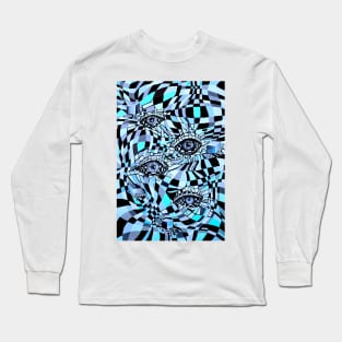 Conspiracy All Seeing Eye in Chessboard Style Long Sleeve T-Shirt